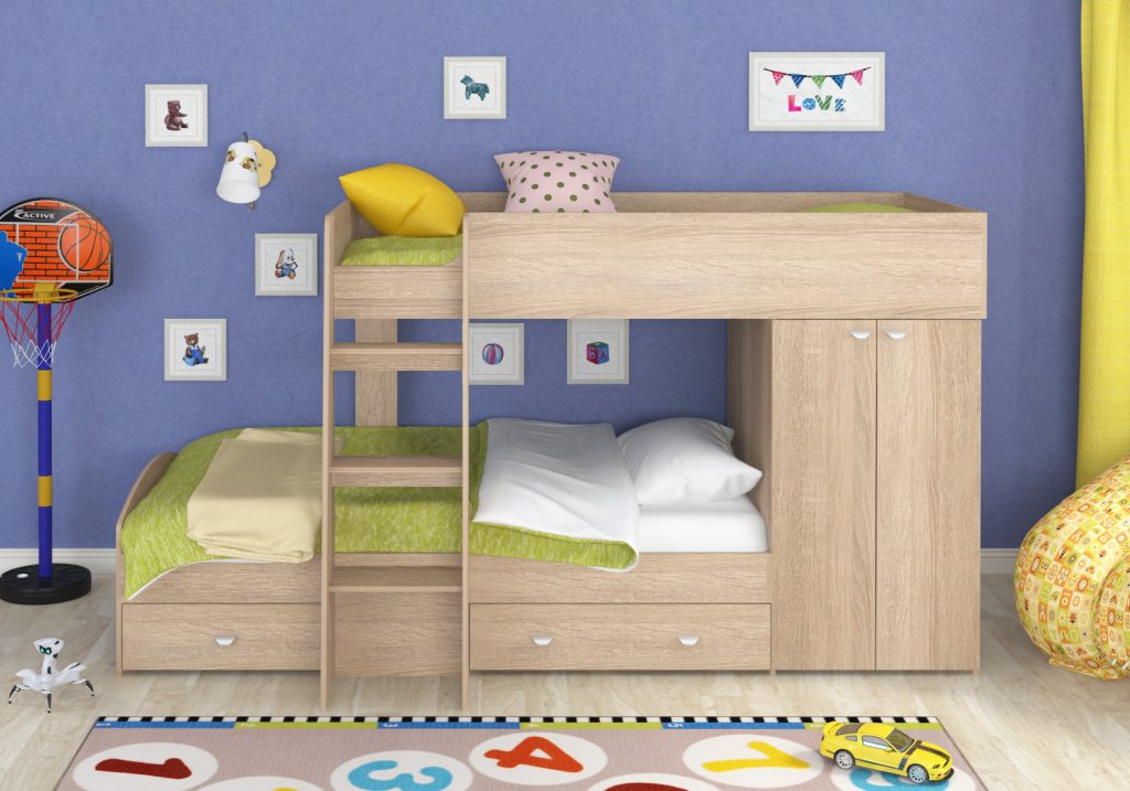 Детская кровать двухъярусная в разные стороны